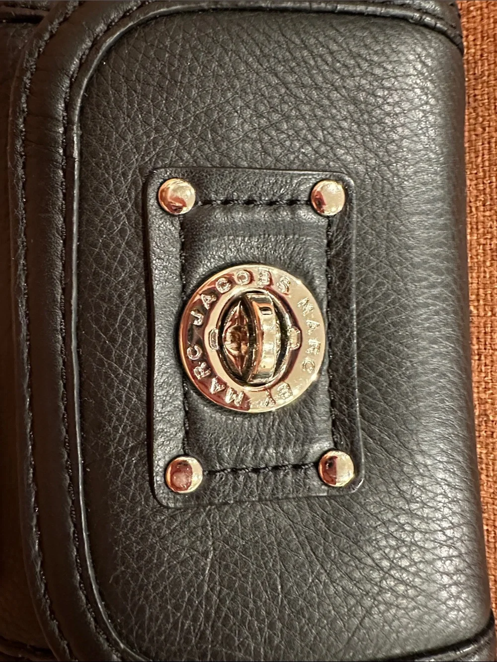Marc by Marc Jacobs Black Pebbled Leather Turn-Lock Wallet